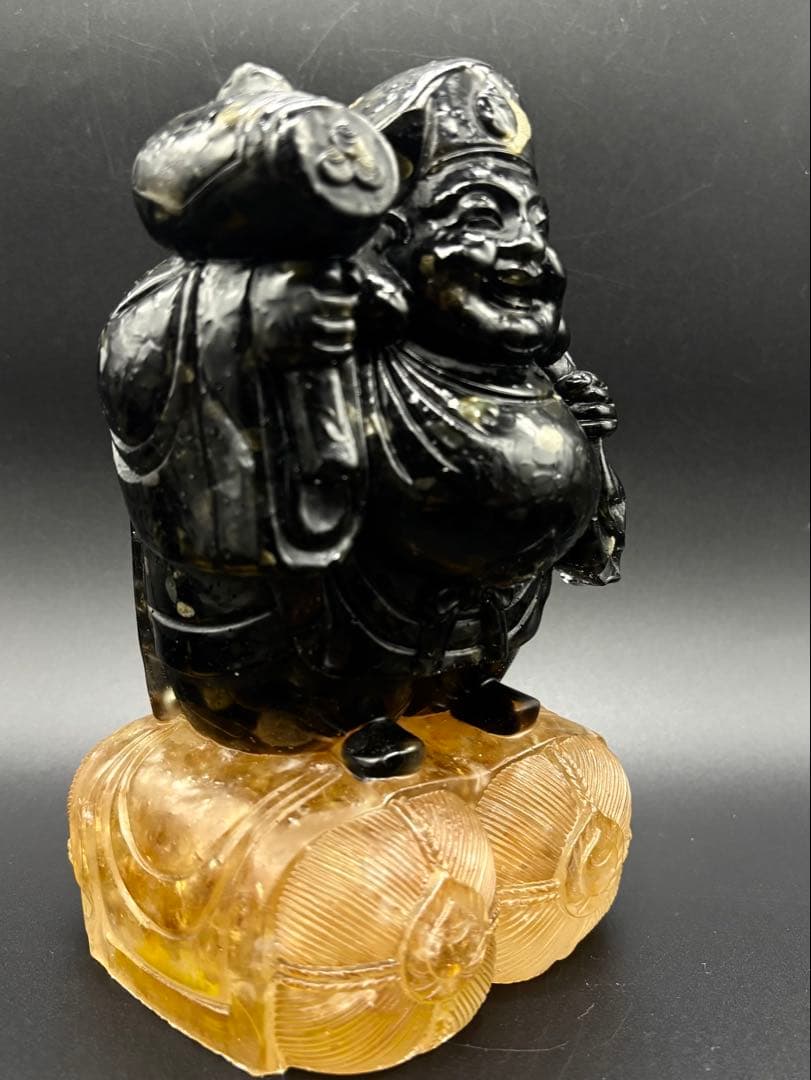 天然石　大黒天(大中小セット)　金運　シトリン　ゴールデンシャインオブシディアン
