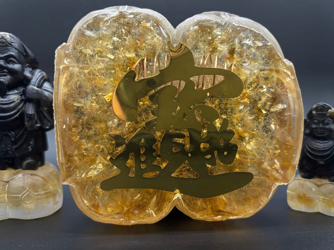 天然石　大黒天(大中小セット)　金運　シトリン　ゴールデンシャインオブシディアン