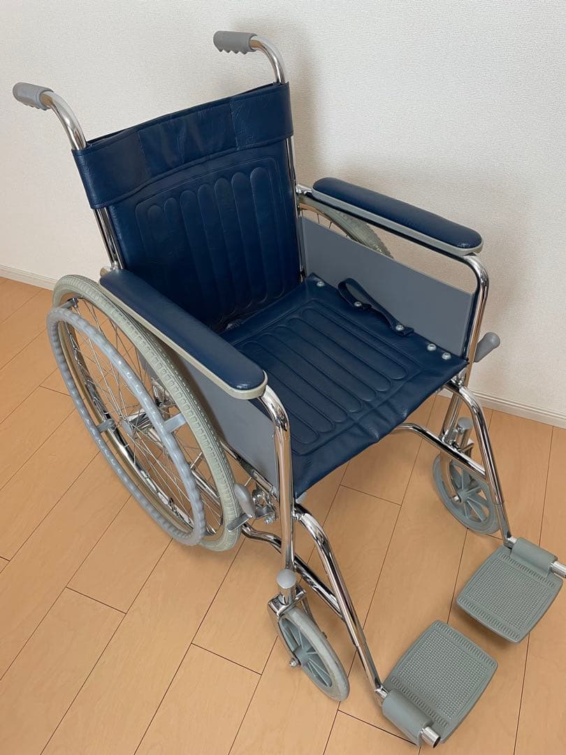 美品 自走用折りたたみ車椅子 ネイビー