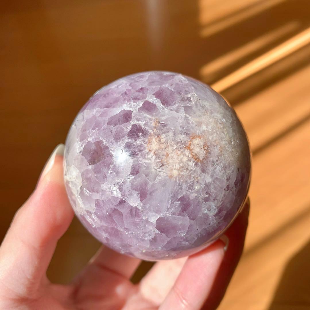 桜瑪瑙アメジスト共生　スフィア　丸玉　天然石