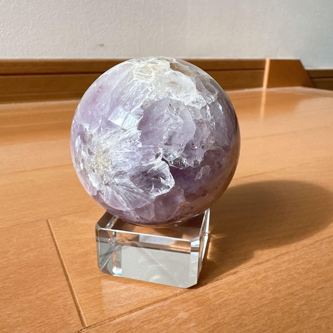 桜瑪瑙アメジスト共生　スフィア　丸玉　天然石