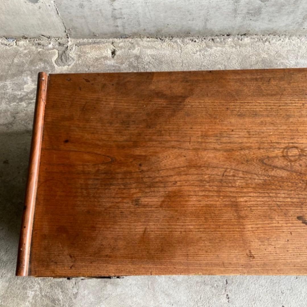 古い文机 座卓 作業机 テーブル 引き出し 木製 家具 シャビー レトロ