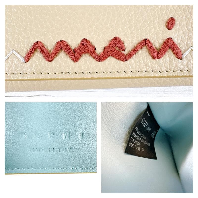 MARNI マルニ ベージュ レザー製 三つ折り財布 コンパクトウォレット