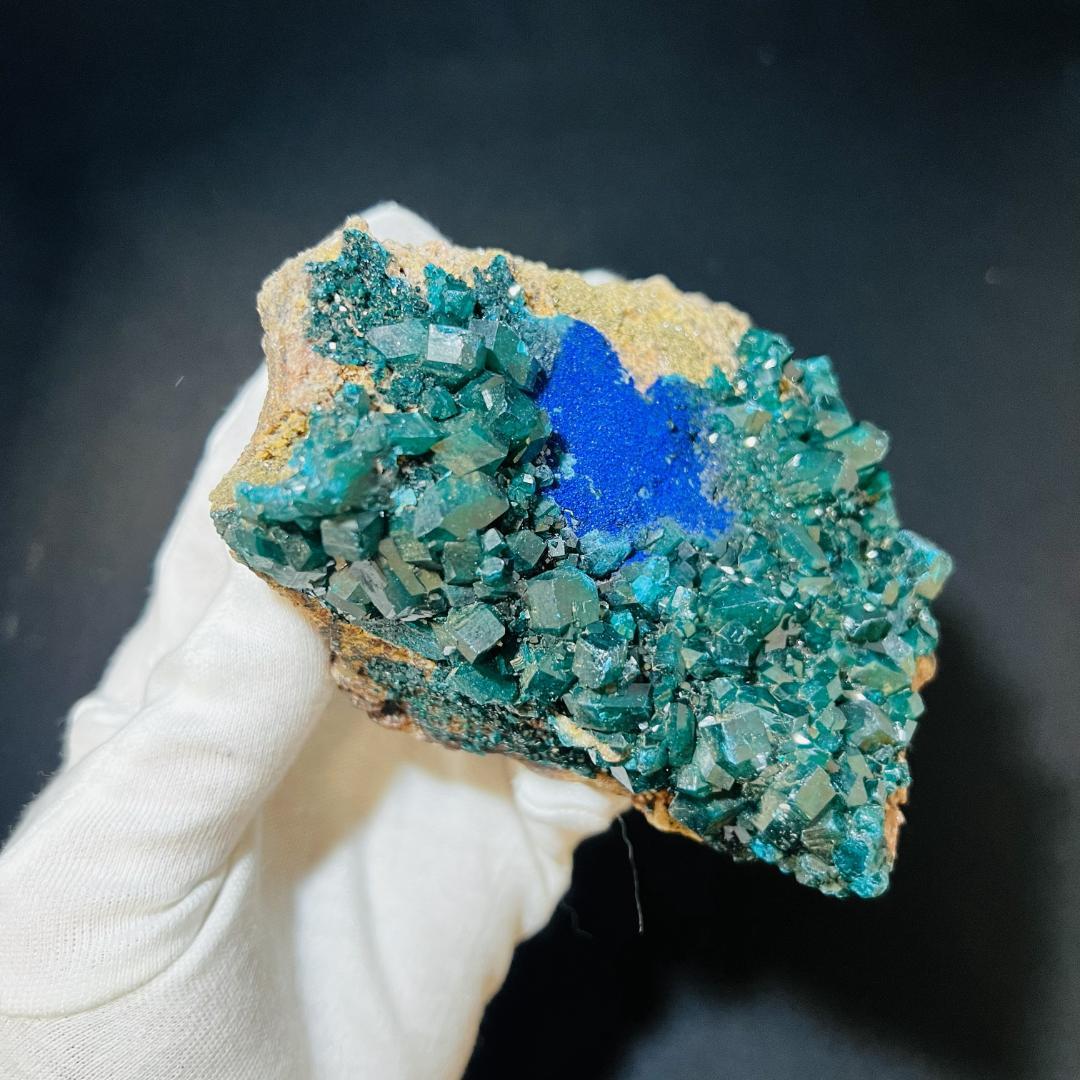 ディオプターゼ 原石 標本 521g 希少・レア 翠銅鉱 アズライト 共生