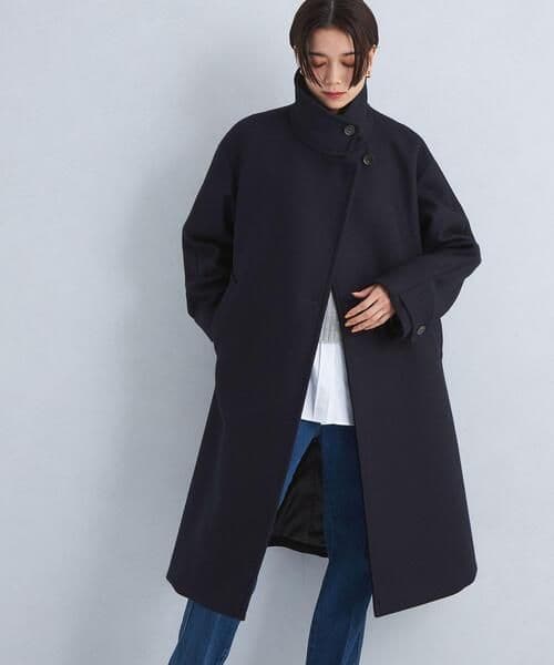 極美品 ＜SPINTOシリーズ＞ メルトン スタンドカラー コート