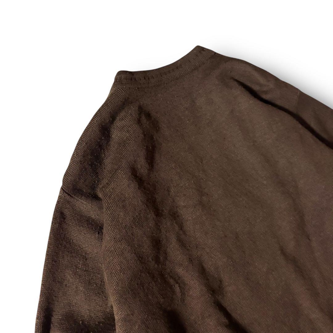 vintage起毛ニット切替カーディガンジャケット短丈グランパCBOYブラウンL