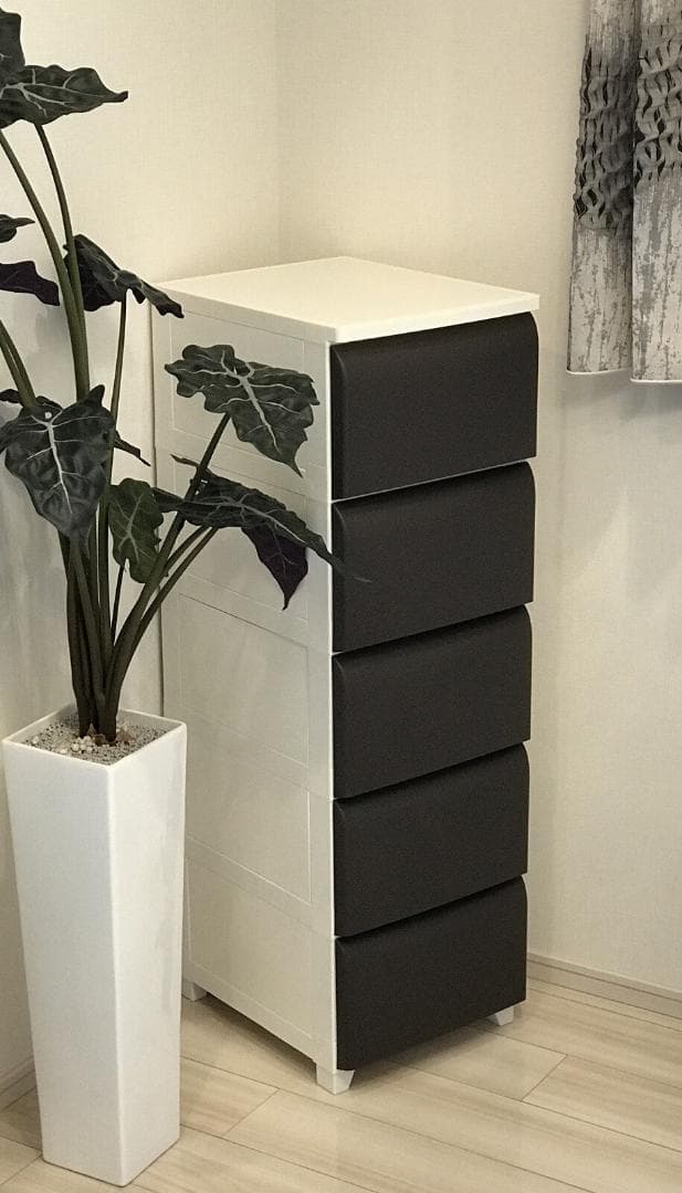 PES CST　収納チェスト　5段　日本製　ホワイト＊ブラウン