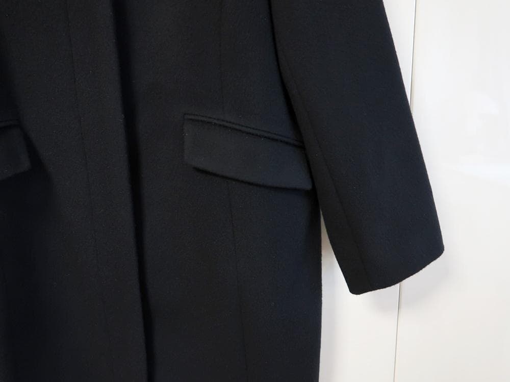 美品■レリアン■大きいサイズ13+■上品なノーカラーミディアム丈のコート■黒■