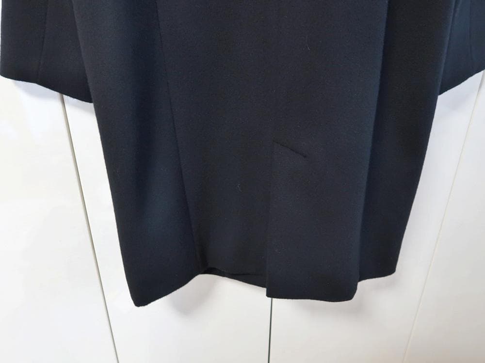 美品■レリアン■大きいサイズ13+■上品なノーカラーミディアム丈のコート■黒■