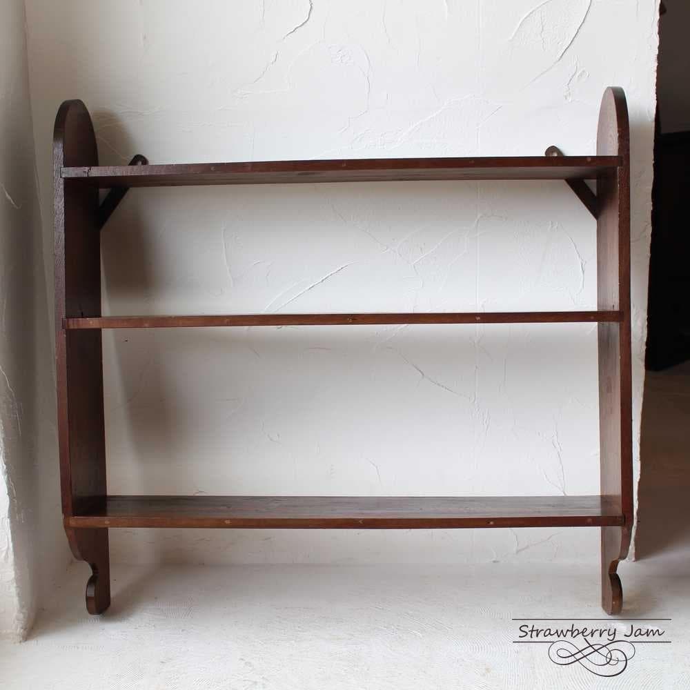 L3310-48 英国アンティーク オーク ウォールシェルフ シェルフ 本棚