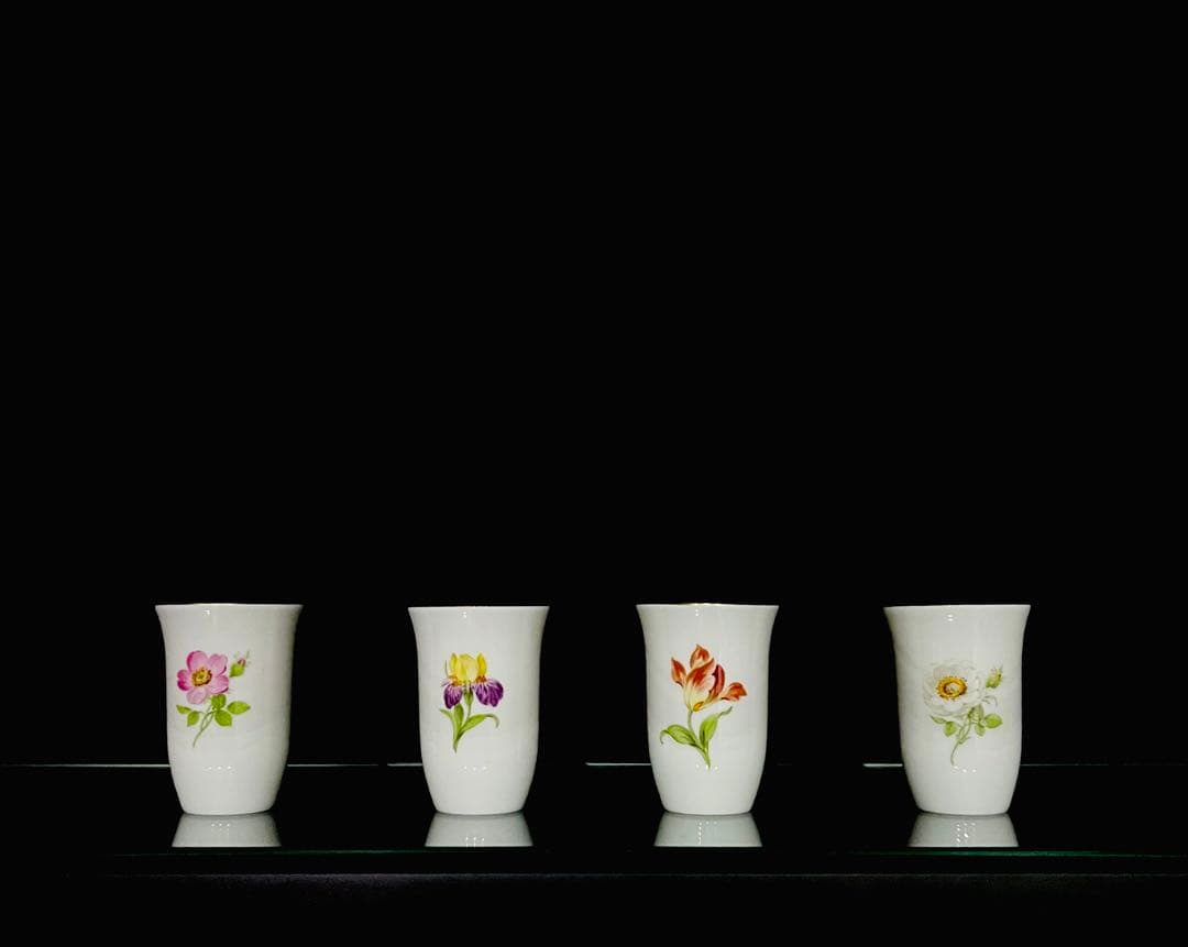 Meissenマイセン/※会員限定品 1級品 極稀少　猪口４口　日本酒　　花