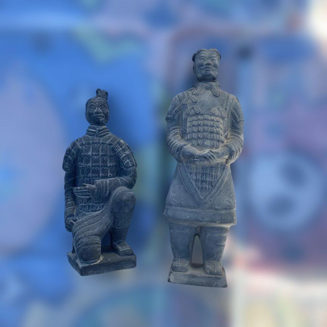 中国古代兵士像 置物 2体セット