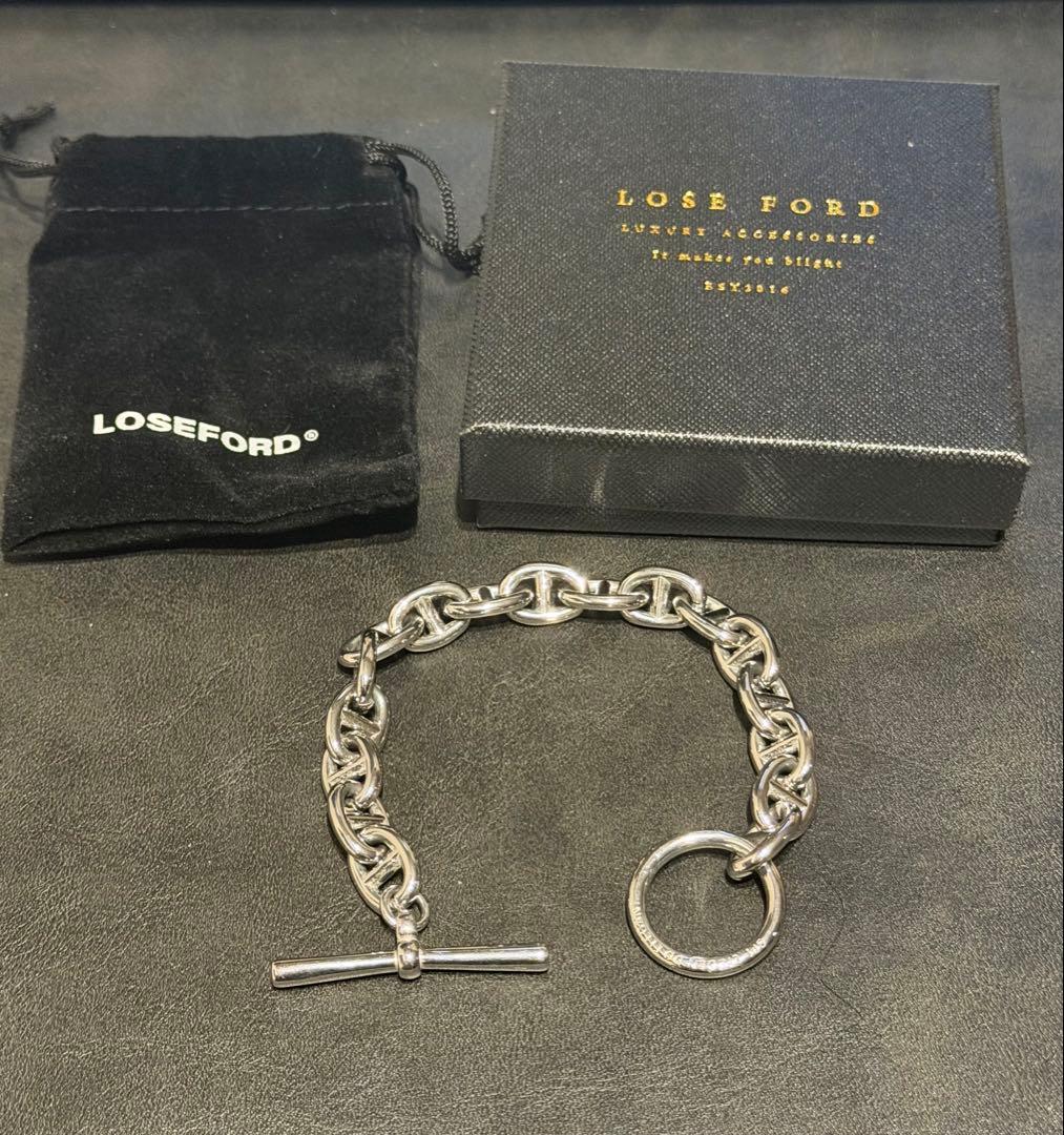 (美品)lose ford ブレスレット シルバー 20cm シェーヌダンクル風
