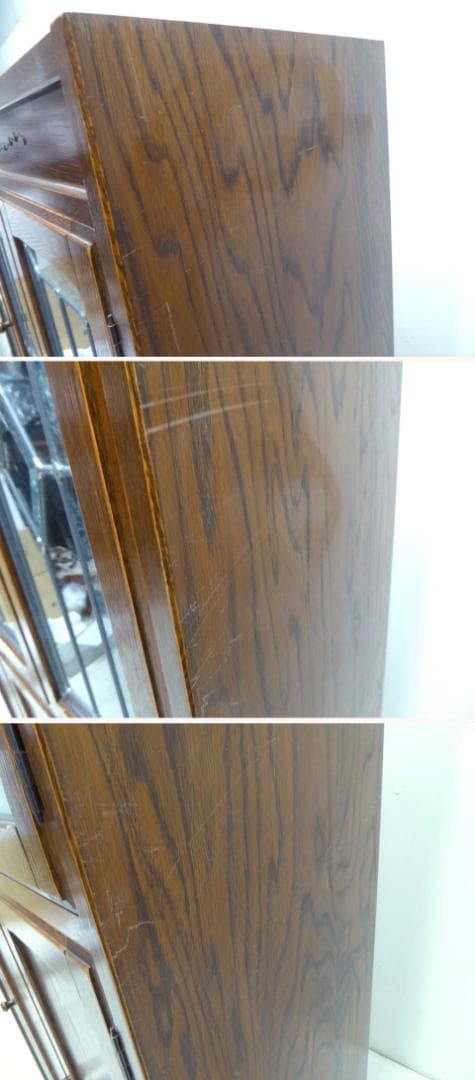 ■三越家具■ブルージュヴィンテージ ステンドグラス 食器棚 飾り棚 キャビネット