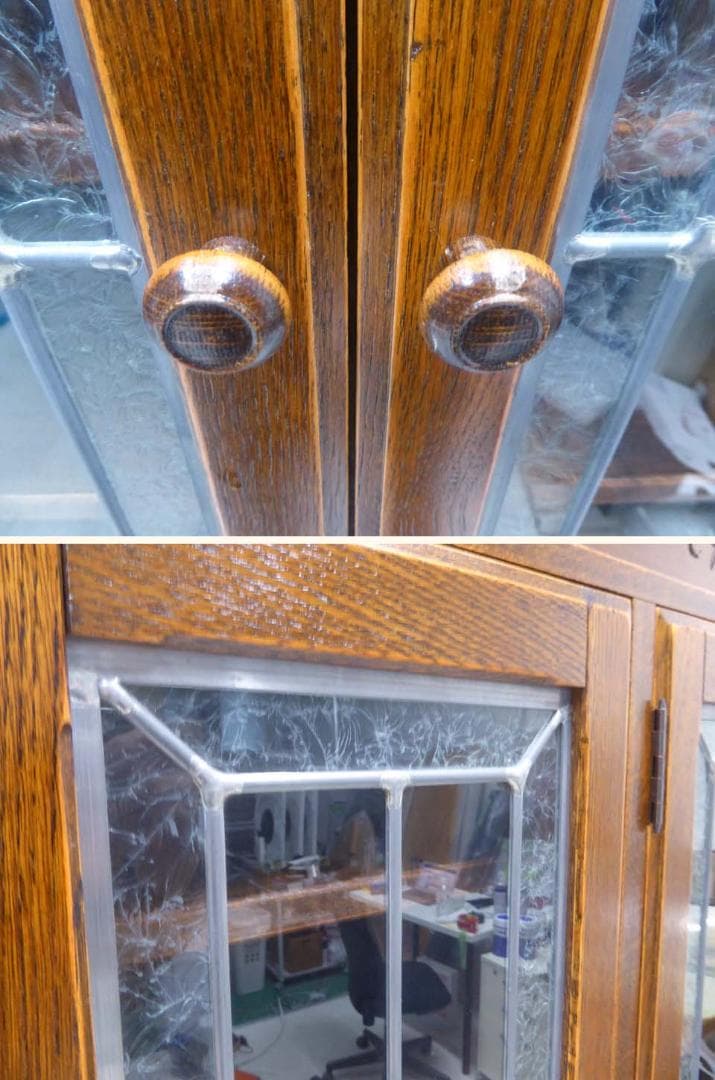 ■三越家具■ブルージュヴィンテージ ステンドグラス 食器棚 飾り棚 キャビネット