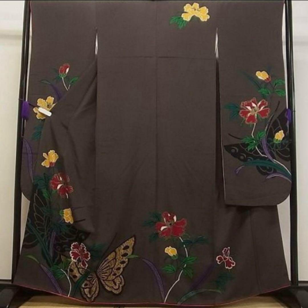 大特価SALE中★振袖フルセット【9点】★成人式★蝶々柄★モダン★正絹