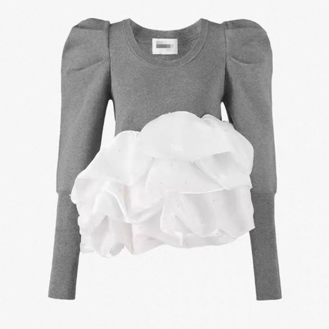 即購入可　Bibiy. AMELIE PEPURAMU KNIT GLAY