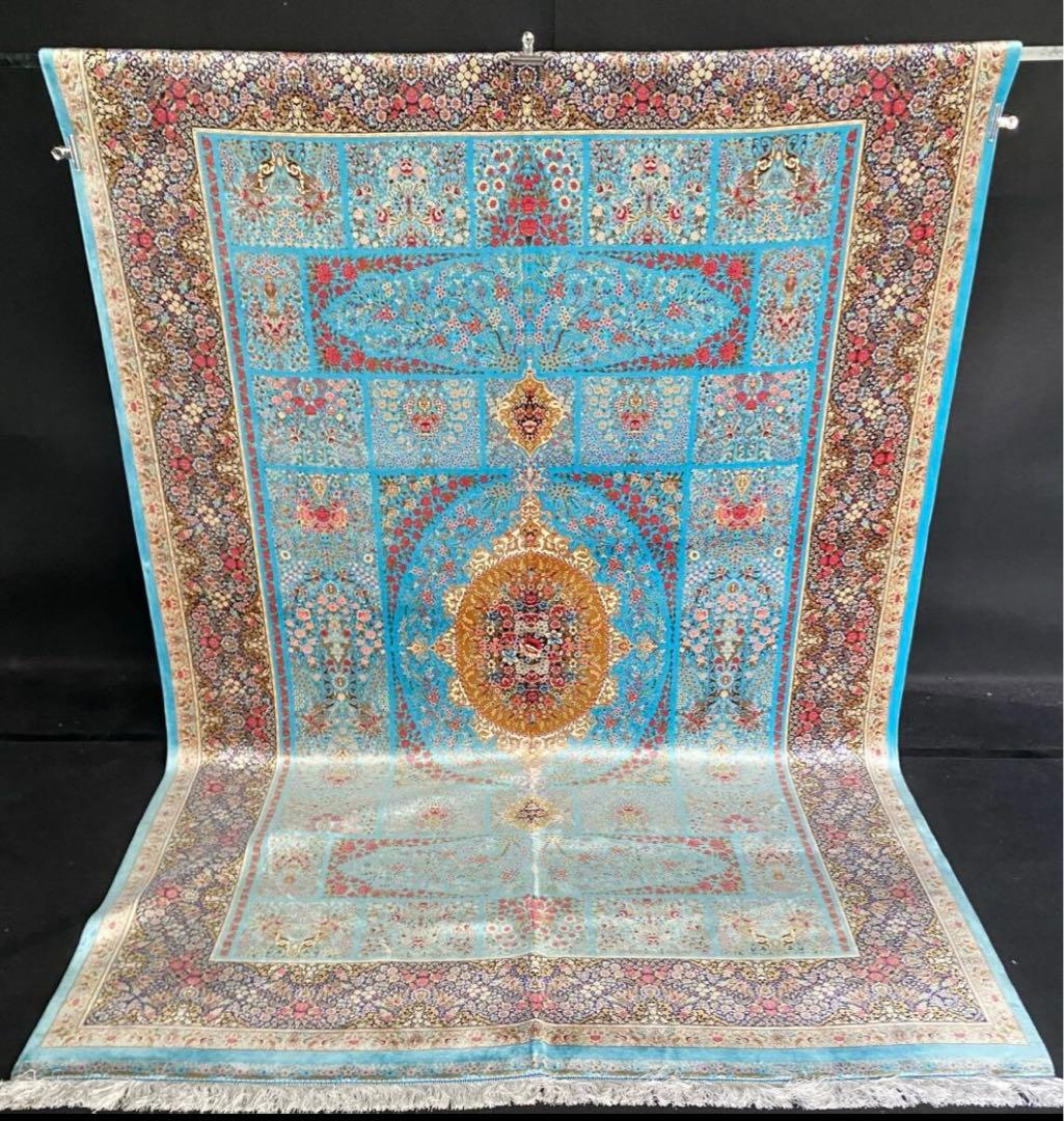 ペルシャ絨毯 イラン クム産　シルク100% 手編み　289万ノット特大判