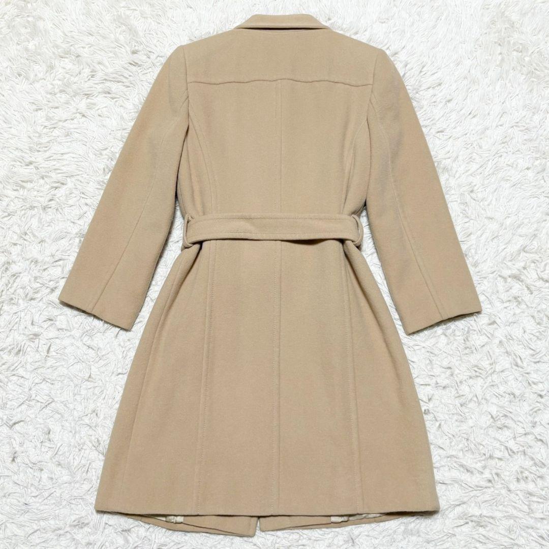 美品 バーバリー ロンドン ロングコート アンゴラ混 チェック キャメル