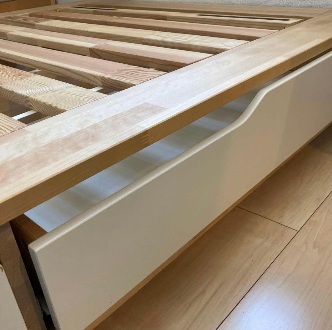 【MOTO】IKEAマンダール　ダブルベッドフレーム 引き出し付