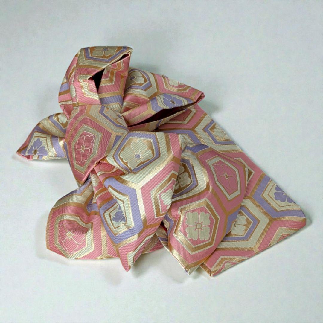 7歳　ぷちぷり白ピンク飛鶴　七五三　お着物・帯セット