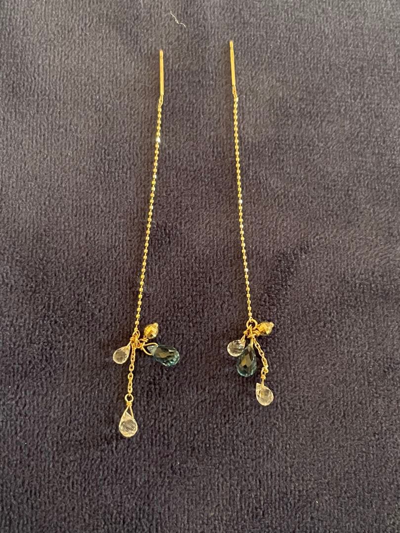 agete K10 アメリカンピアス 天然石 ミラーボール 刻印あり