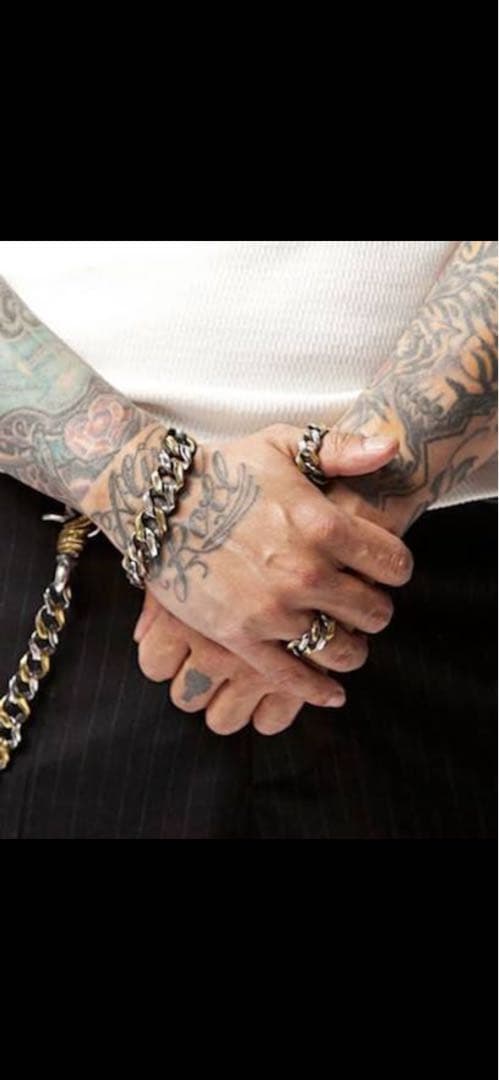 THE CRIMIE チェーンブレスレットシルバー×ブラス 重厚感◎