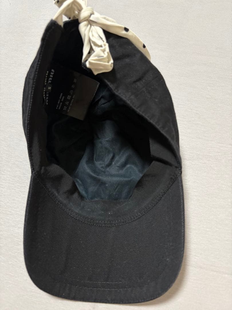 miumiu コットン　ベースボールキャップ　ドットリボン