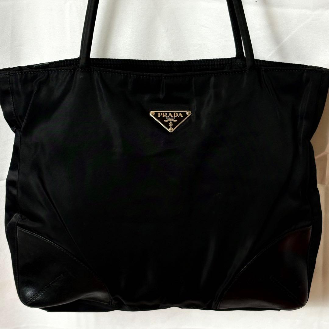 PRADA ナイロン トートバッグ レザー切替 ブラック