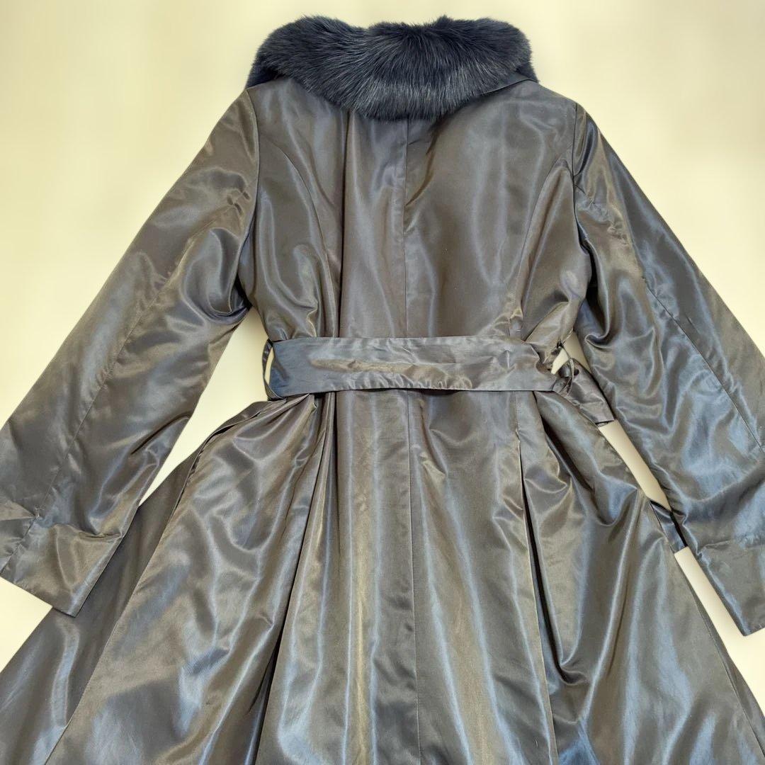 M'S GRACY ブルーフォックスファー衿 ライナー付 ロングコートサイズ40