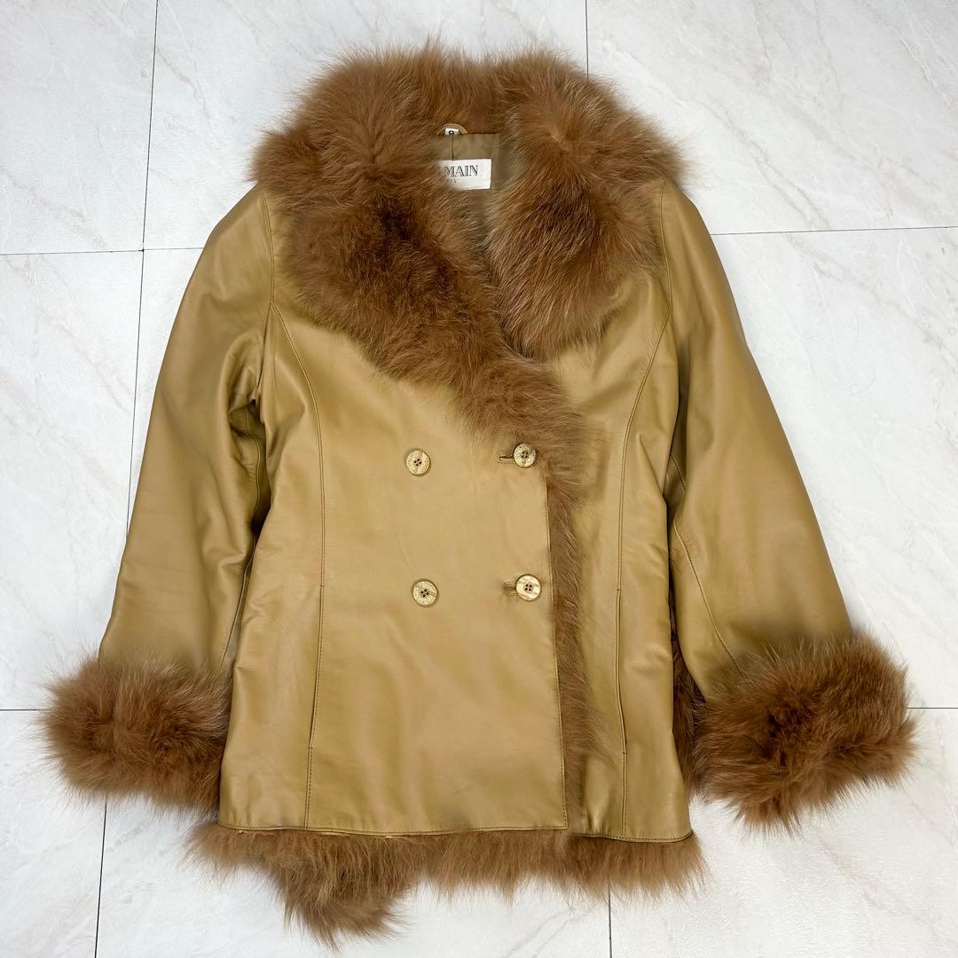 極美品BALMAIN ベルト付き レザー フォックスファー ジャケット 9