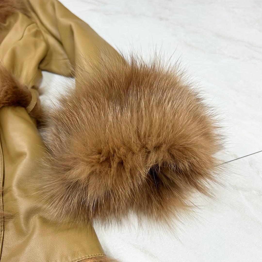 極美品BALMAIN ベルト付き レザー フォックスファー ジャケット 9