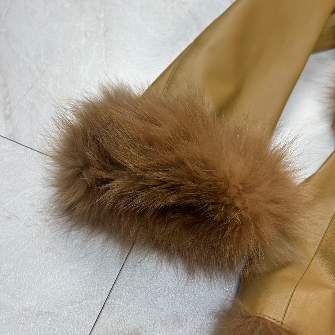 極美品BALMAIN ベルト付き レザー フォックスファー ジャケット 9