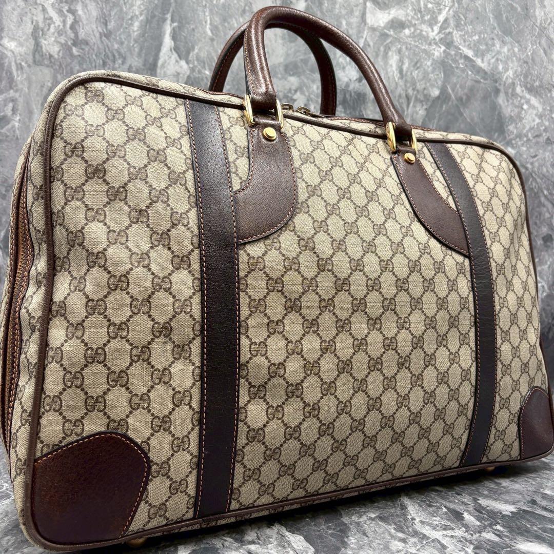 ✨美品✨GUCCI GG ボストンバッグ レザー ハンド ベージュ ブラウン