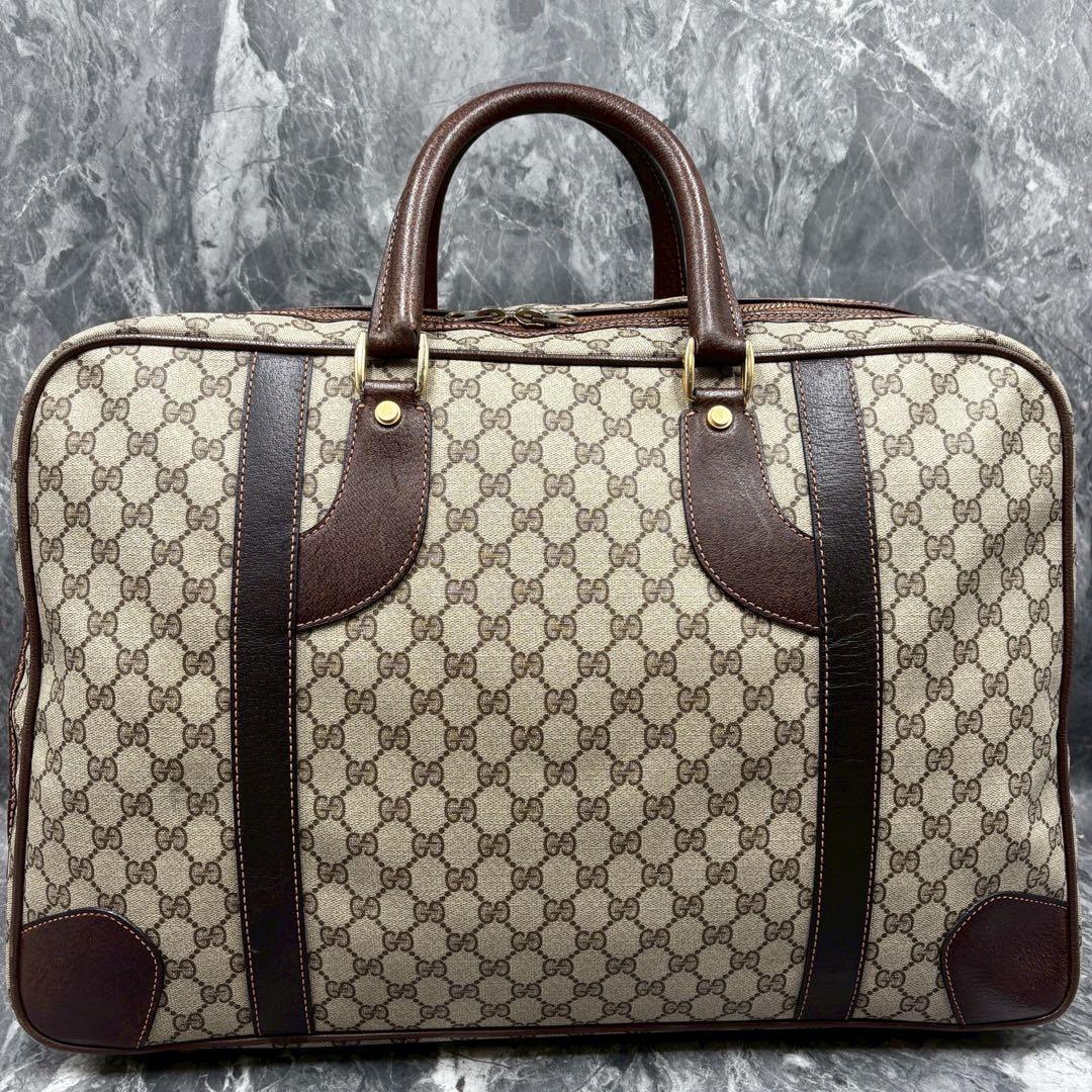 ✨美品✨GUCCI GG ボストンバッグ レザー ハンド ベージュ ブラウン