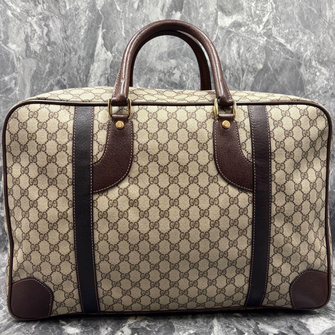 ✨美品✨GUCCI GG ボストンバッグ レザー ハンド ベージュ ブラウン