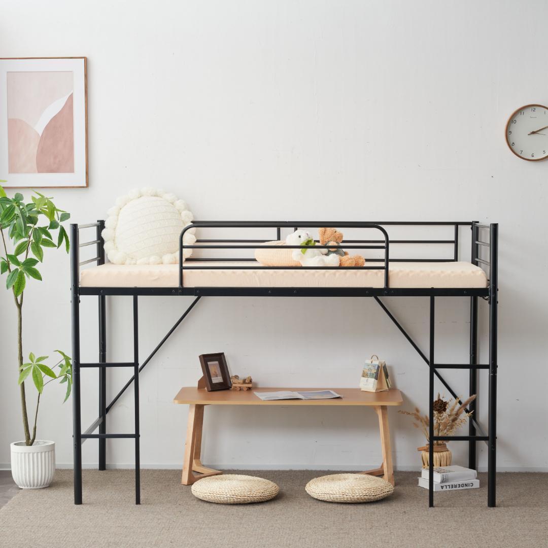 ロフトベッド シングル ベッド デスク付 木 収納 子スチール 耐震 ベッド
