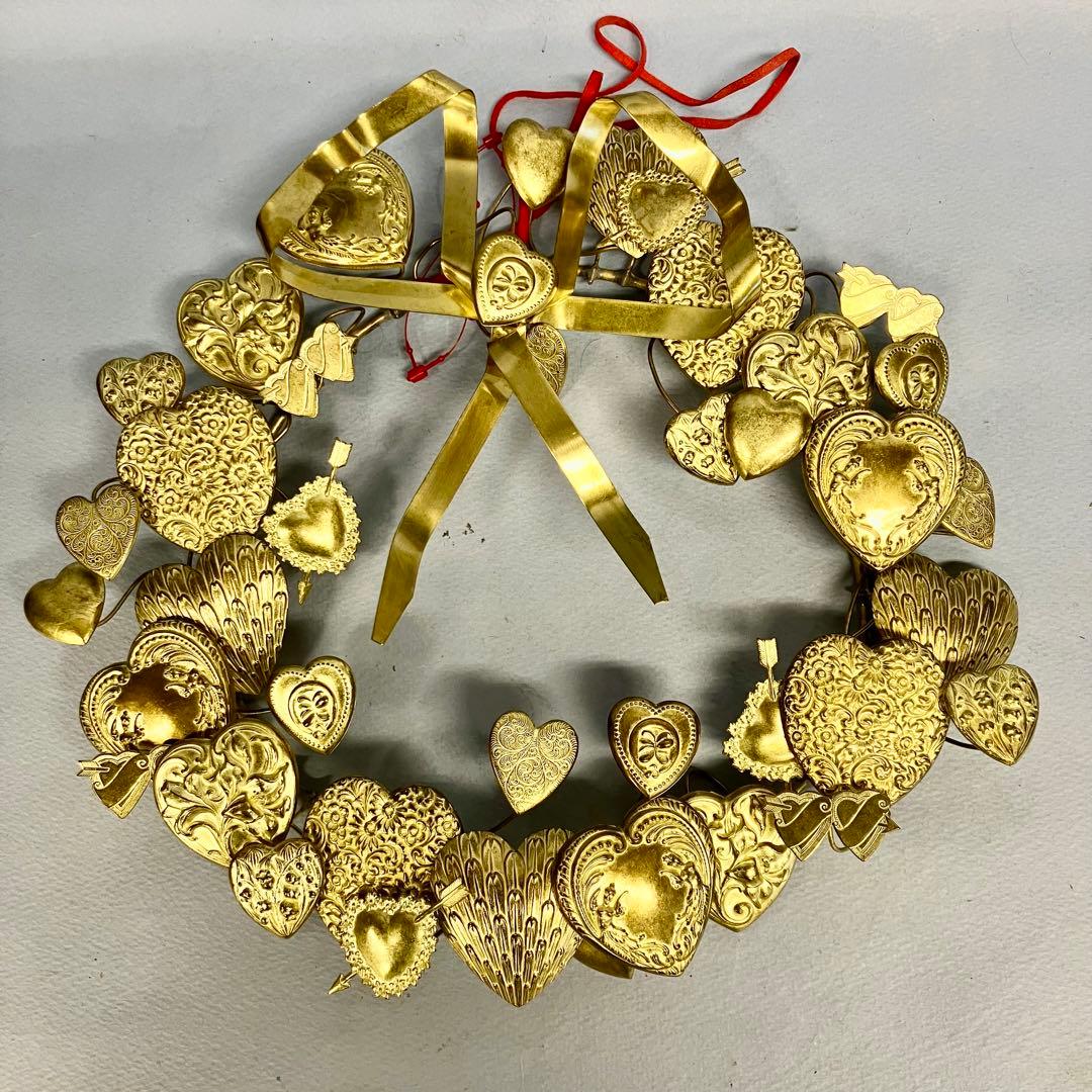 メタル　ハートアンティークリース