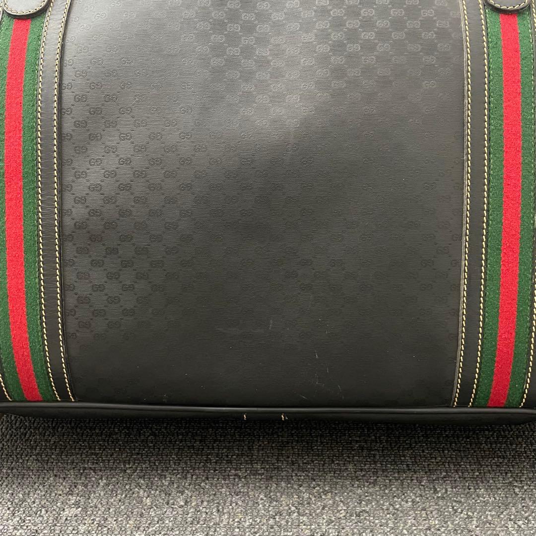 極美品✨グッチ 幅51cm レザー ボストンバッグ シェリーライン GG 黒