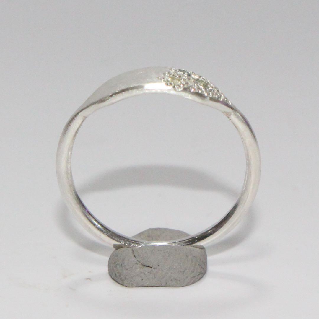 サファイアミル打ち留めシルバープレートデザインリング約12号