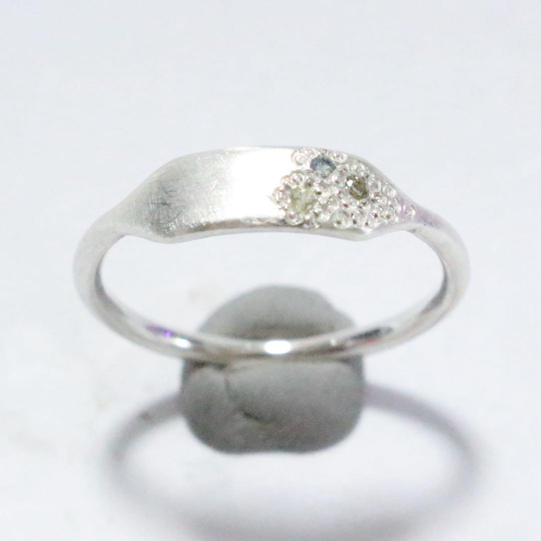 サファイアミル打ち留めシルバープレートデザインリング約12号