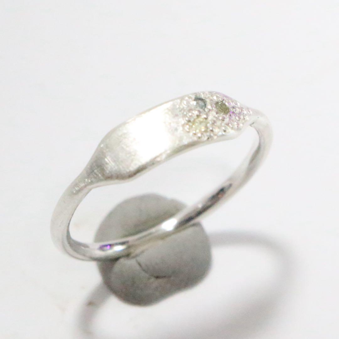 サファイアミル打ち留めシルバープレートデザインリング約12号