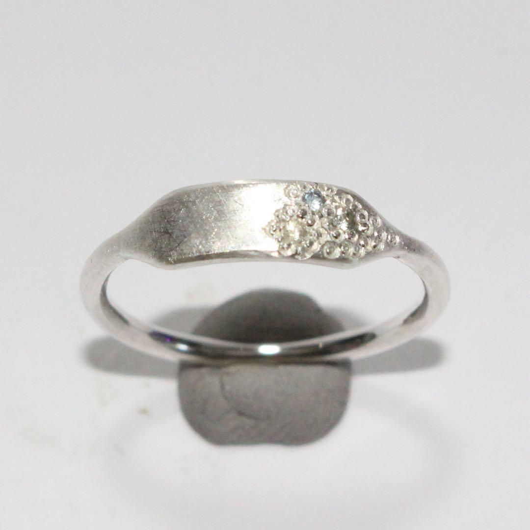 サファイアミル打ち留めシルバープレートデザインリング約12号