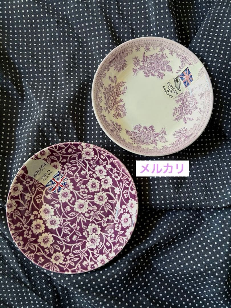 バーレイ　フルーツプレート　プラムアジアティックフェザンツ　プラムキャリコ　2枚