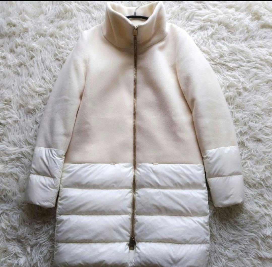 ヘルノ　ウール切り替え　ジップダウンコート