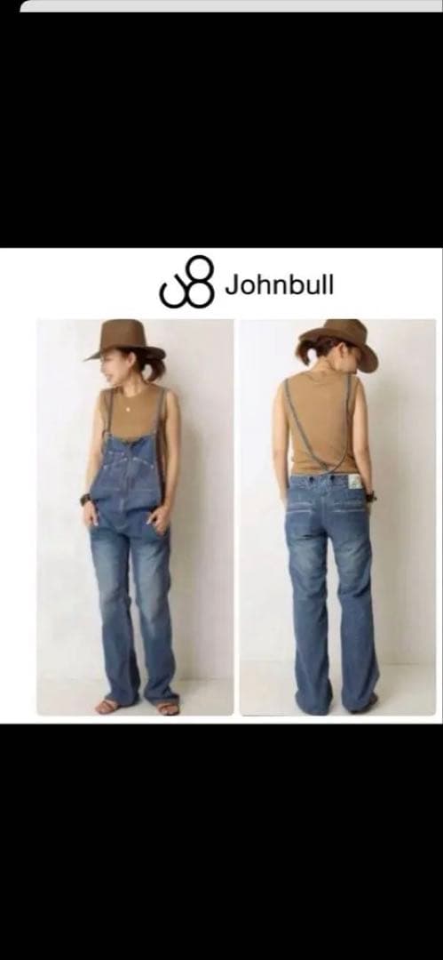 ジョンブル　デニム フレンチ サロペット　オーバーオール　インディゴ　Lサイズ