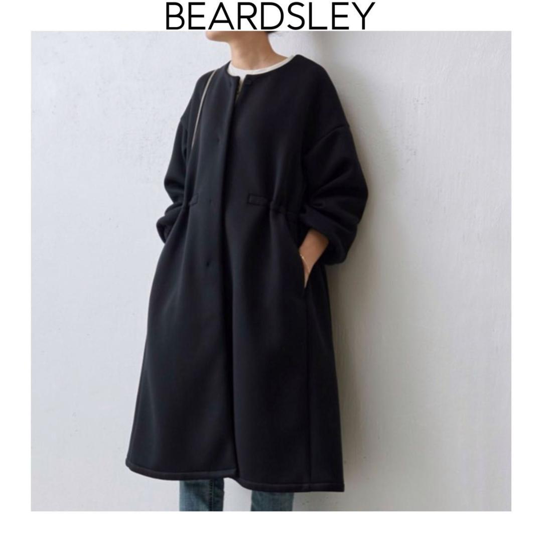 BEARDSLEY ダンボールギャザーコート　ブラック　ビアズリー　ノーカラー
