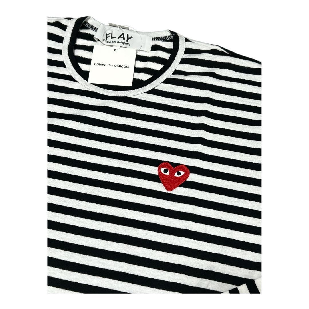 新品 PLAY プレイ コムデギャルソン ボーダー長袖Tシャツ 黒 XL 送料込