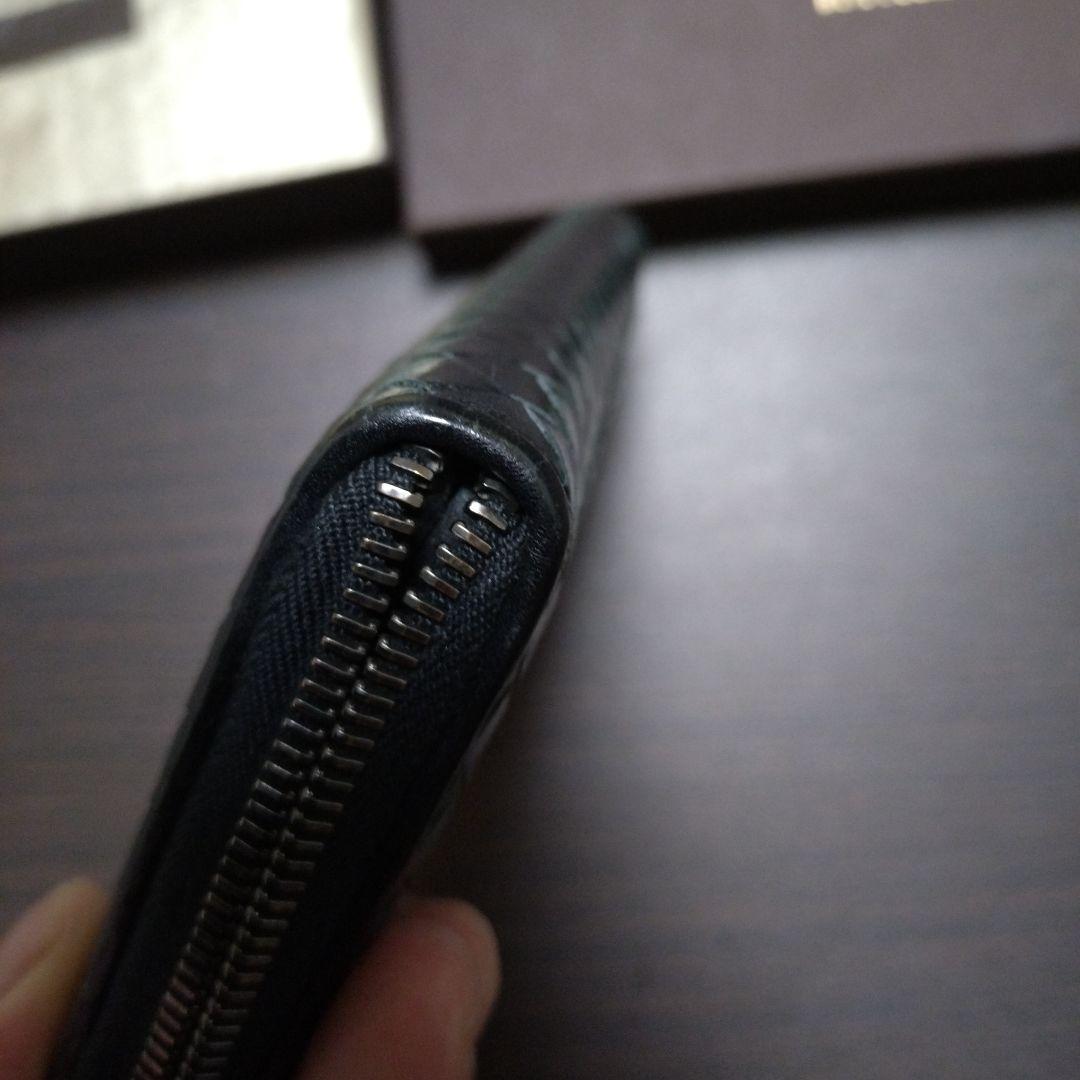 ラ*0様 BOTTEGA VENETA ブラックレザーラウンドジップ長財布