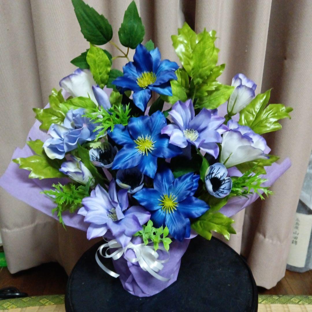 お供え花　仏花　造花アレンジ　クレマチス